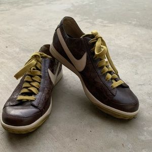 Nike Zoom Blazer Brown Leather Floral Low Top Casual Shoes Sneakers Size 7